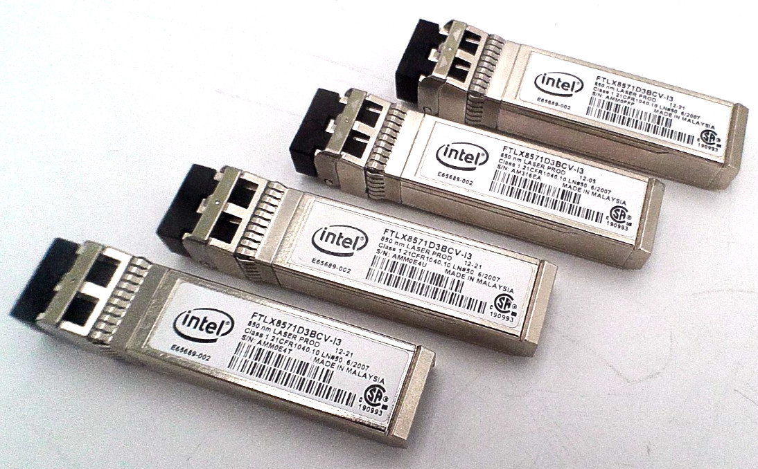 LOT OF 4 - INTEL SFP+ 1000BASE-SX, 10GBASE-SR Transceiver (FTLX8571D3BCV-I3)