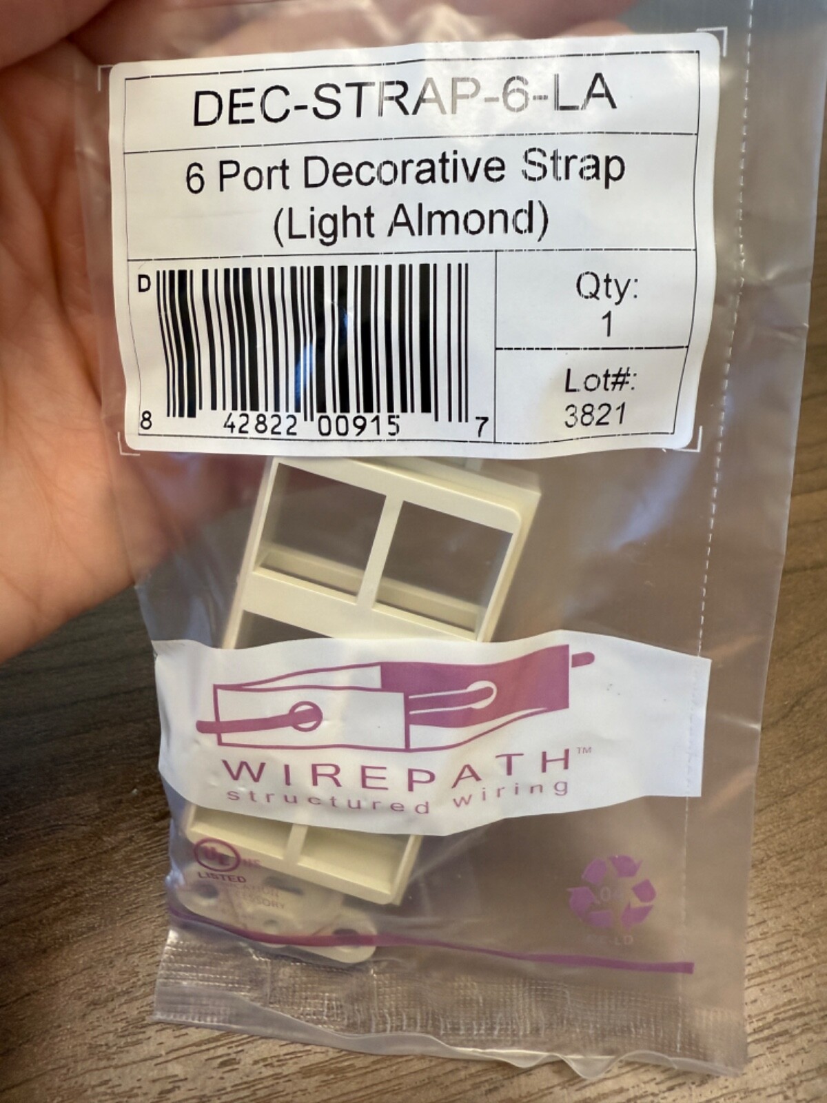 Wirepath 6-Port Decorative Strap (LIGHT Almond) DEC-STRAP-6-LA 