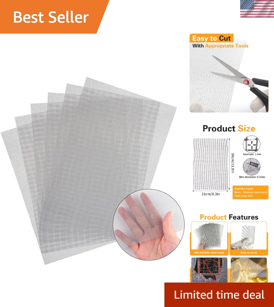 Versatile 12x8 Inch Wire Mesh Screen - 6 Pack Stainless Steel for Home & Garden