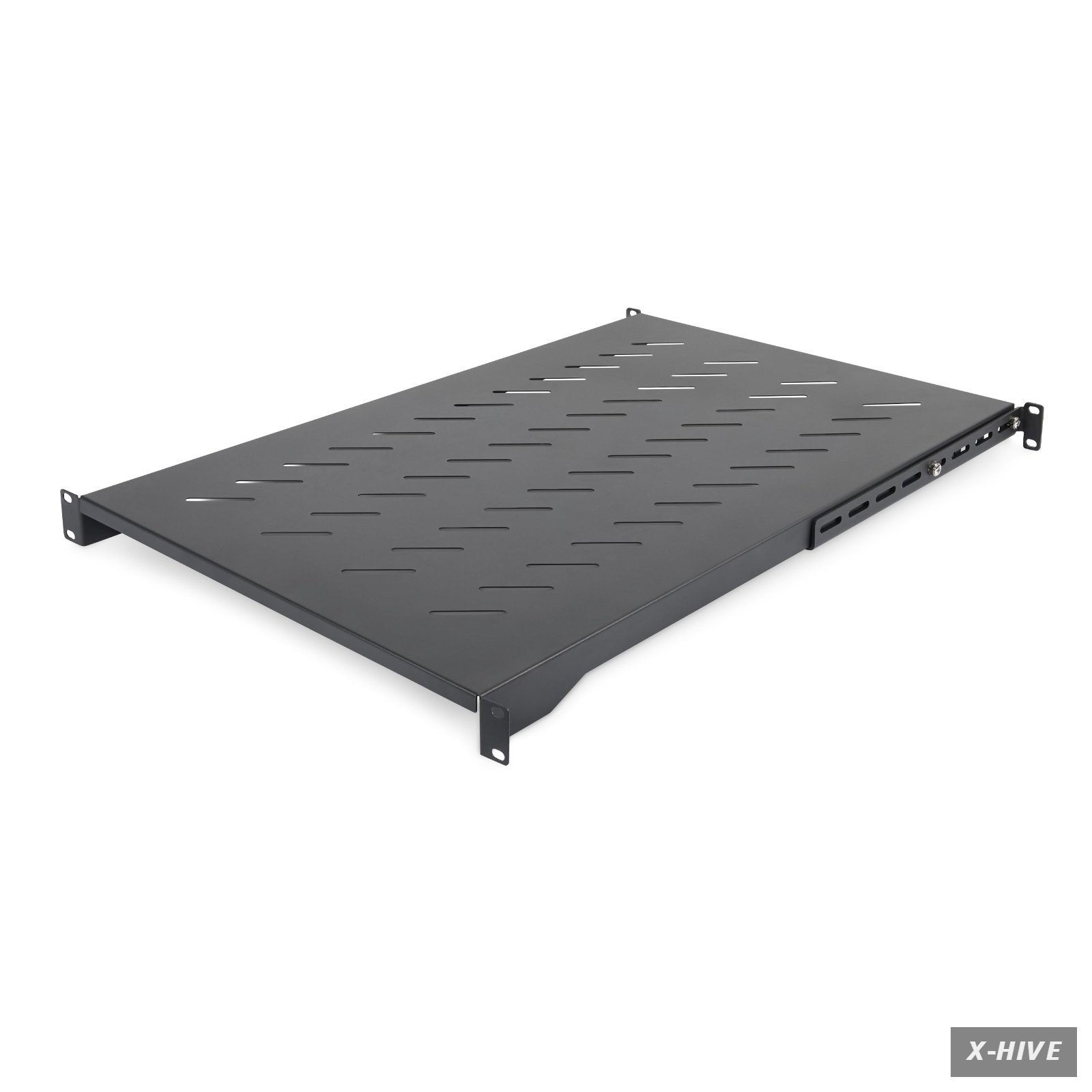 Vented 1U 4-Post Server Rack Shelf, Adjustable Depth, 150Lb Capacity, Black