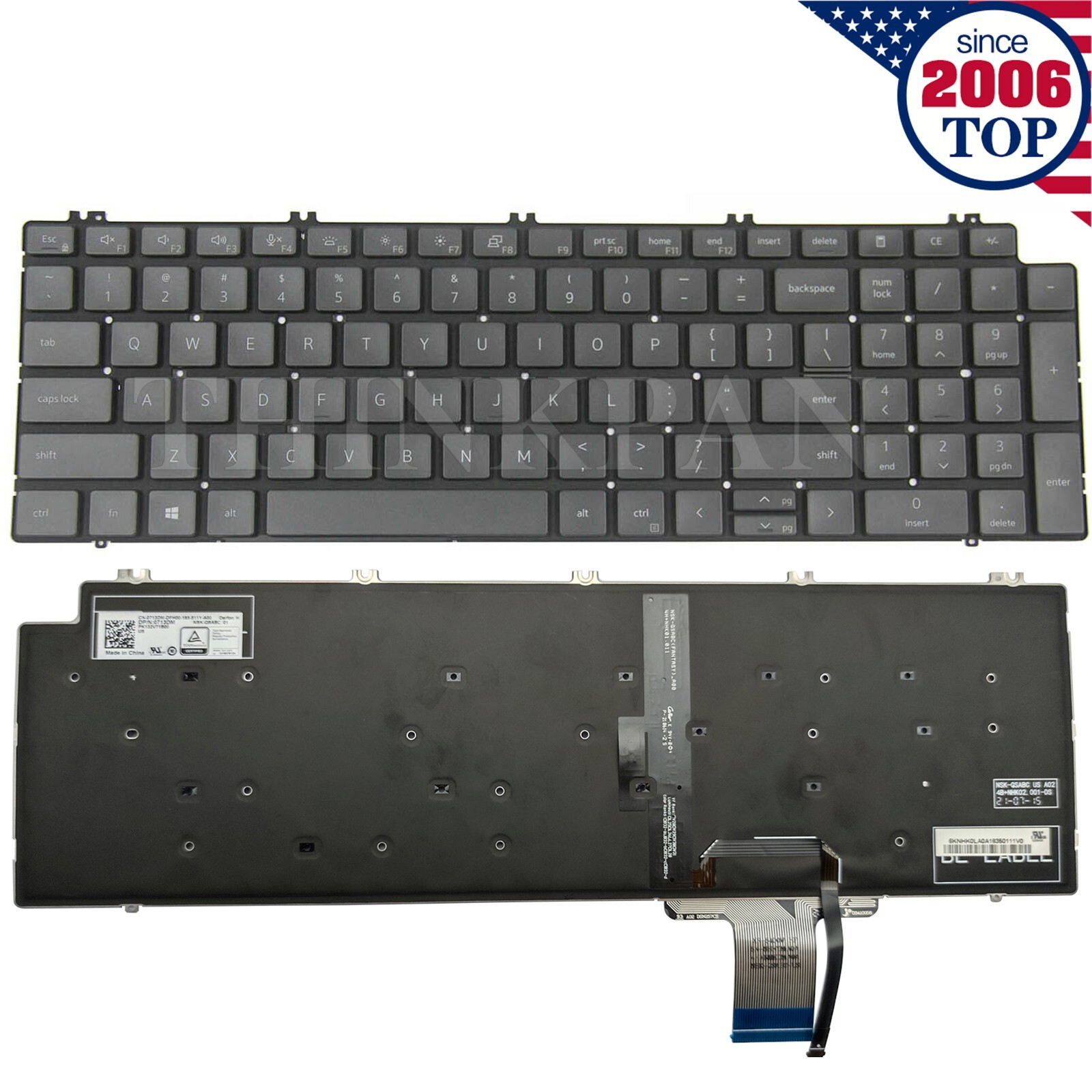 New US Keyboard Backlit For Dell Precision 7550 7560 7750 0713DM