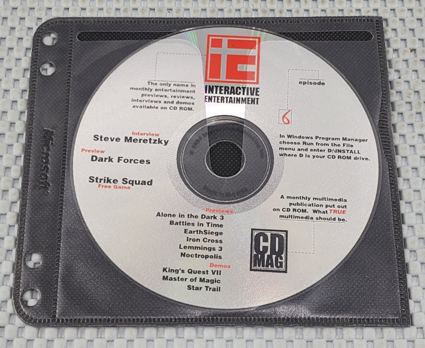 1994 IE Interactice Entertainment 6 CD-ROM PC Strike Squad Dark Forces
