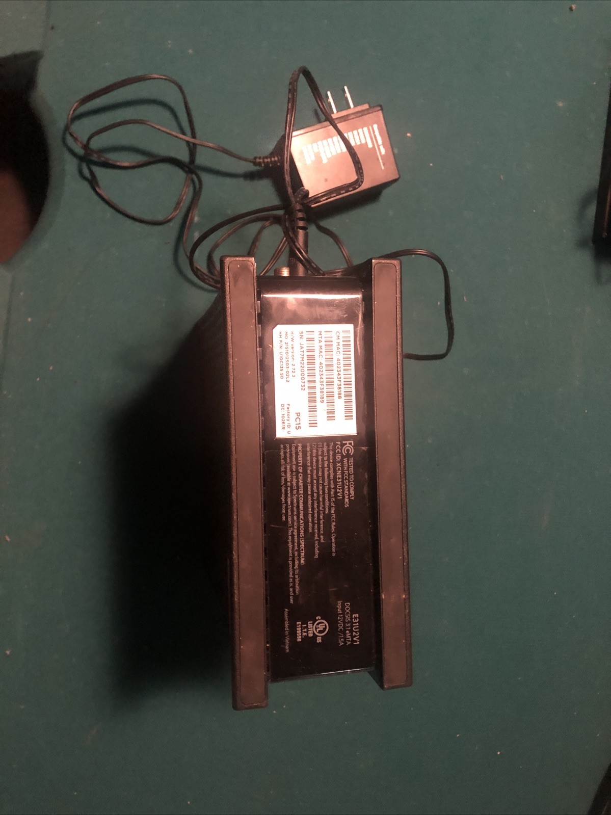 Spectrum Modem E31U2V1 Cable Modem W/ AC Adapter