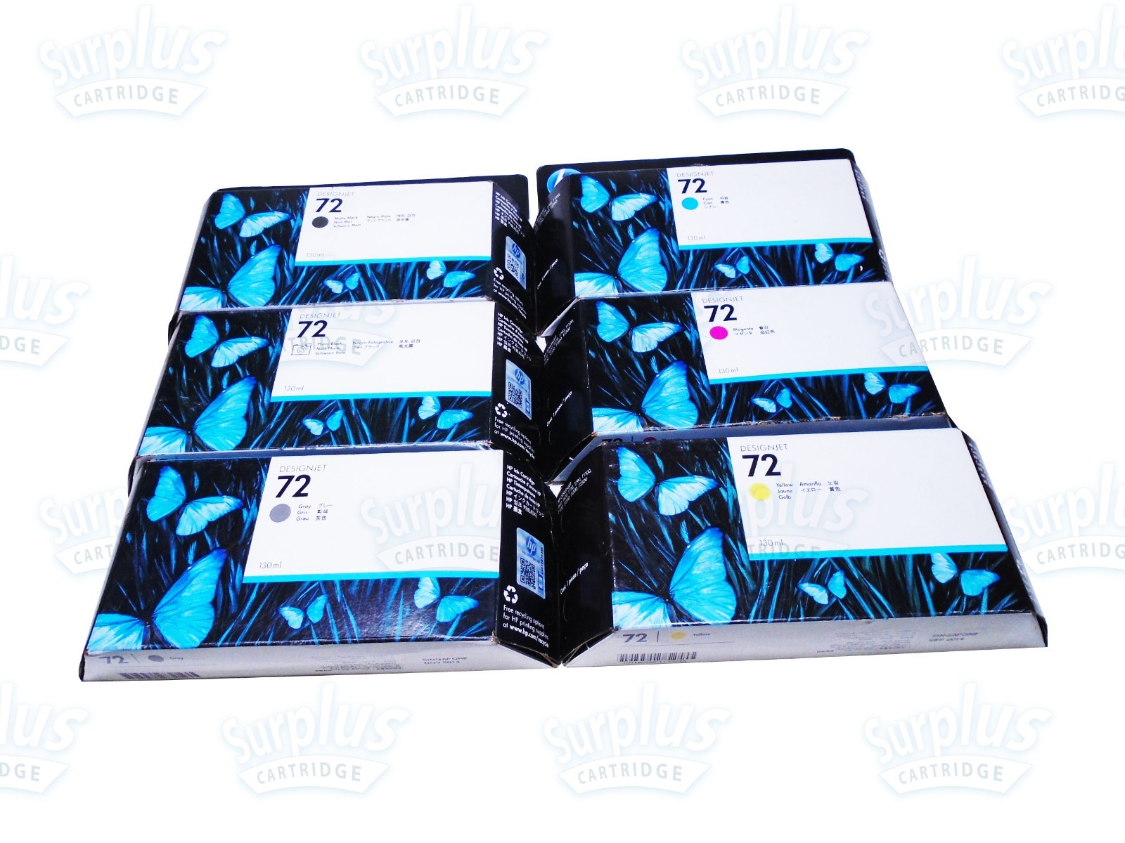 6-Pack Genuine HP 72 Ink T790  T610 T2300 T1120 T1200 T1300  (130ML)