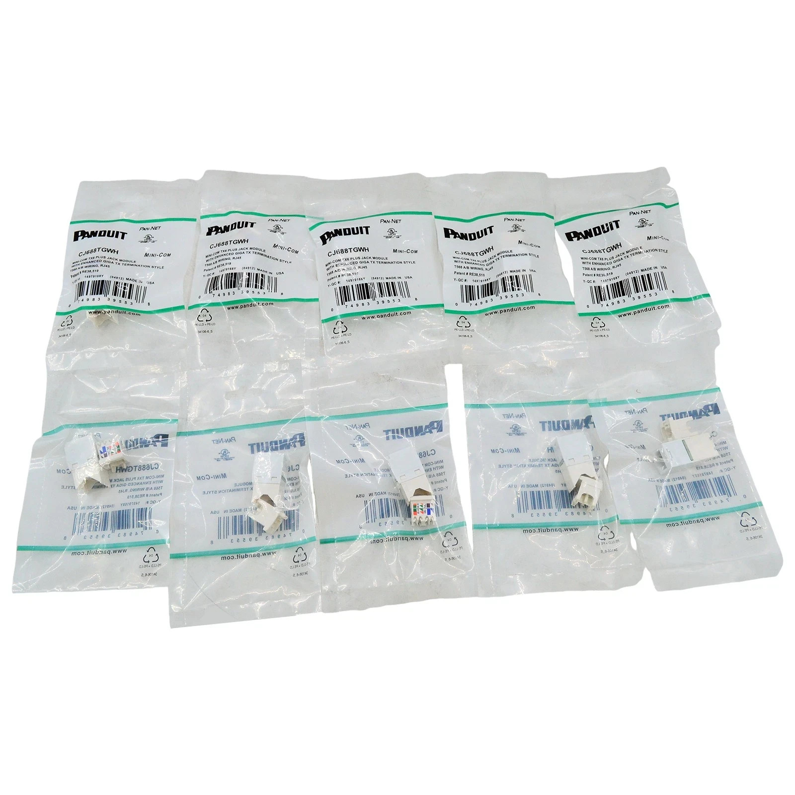 Panduit Giga TX Cat6 Network jack CJ688TGWH CJ688TGBU CJ688TGOR CJ688TGBL Qty 50