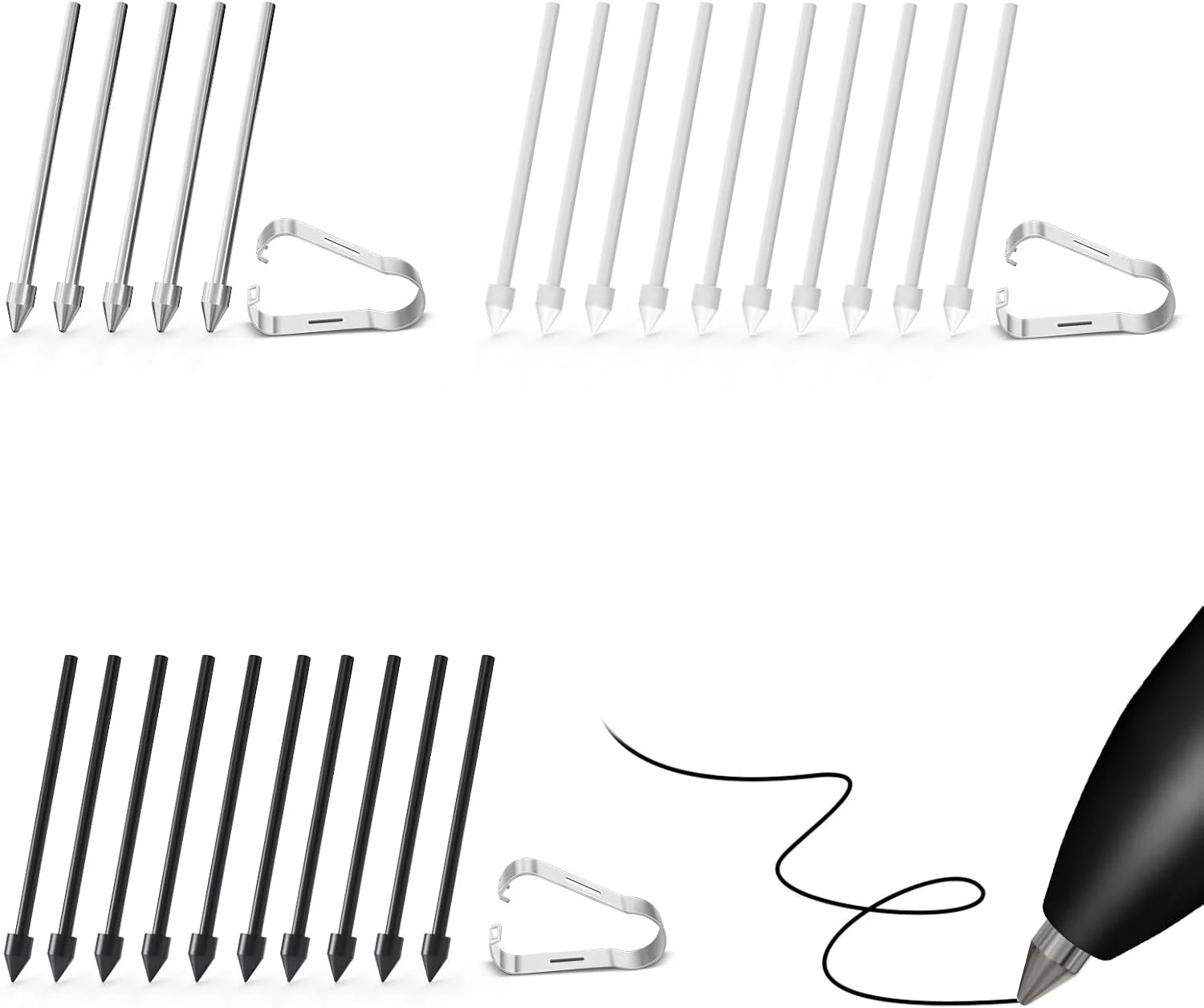 25 PCS Metal Tips/Nibs Replacement for Samsung Galaxy Tab S9/S9FE+/S9 Ultra, S8/