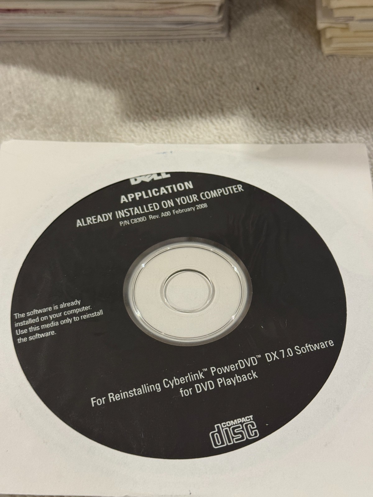 Dell Reinstalling Cyberlink PowerDVD DX 7.0 - SEALED