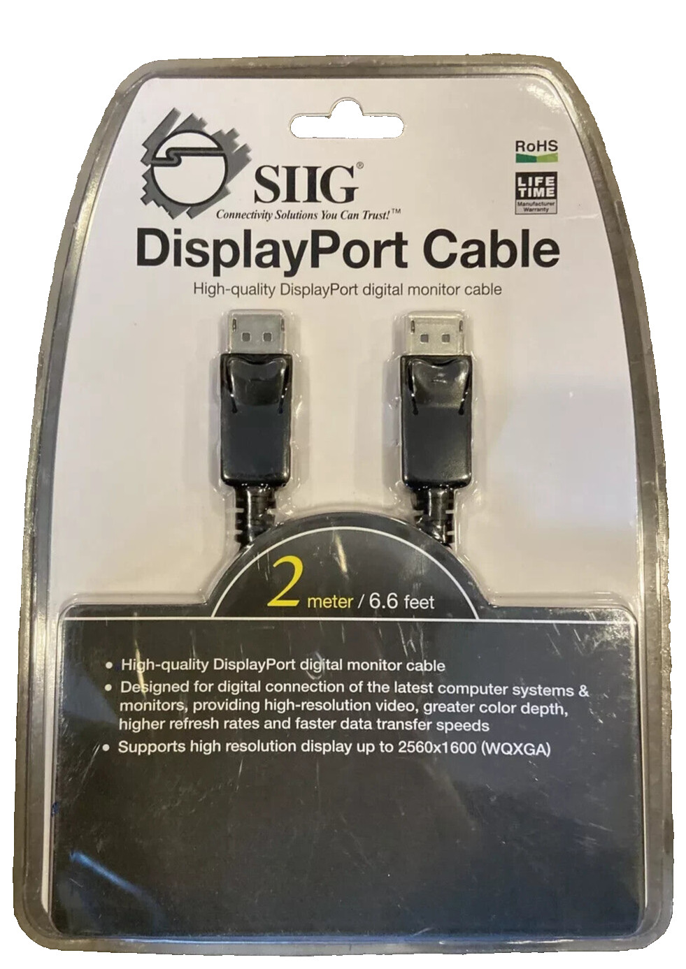 NEW SIIG CB-DP0022-S1 DisplayPort Digital Monitor Cable, 2-Meters (6.6ft) nib