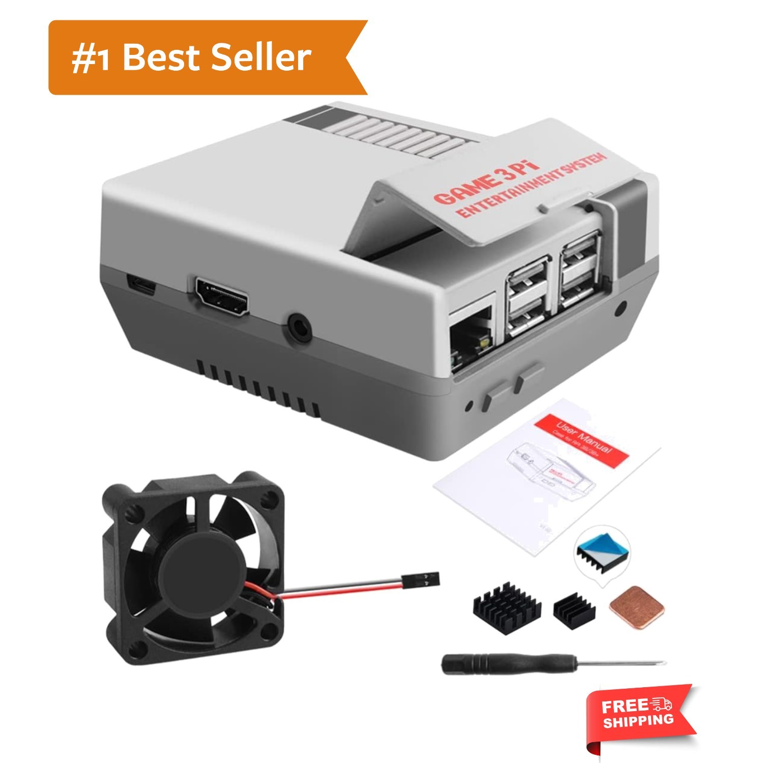 Stylish Raspberry Pi Case with Built-in Fan and Retro Aesthetic for Gamers