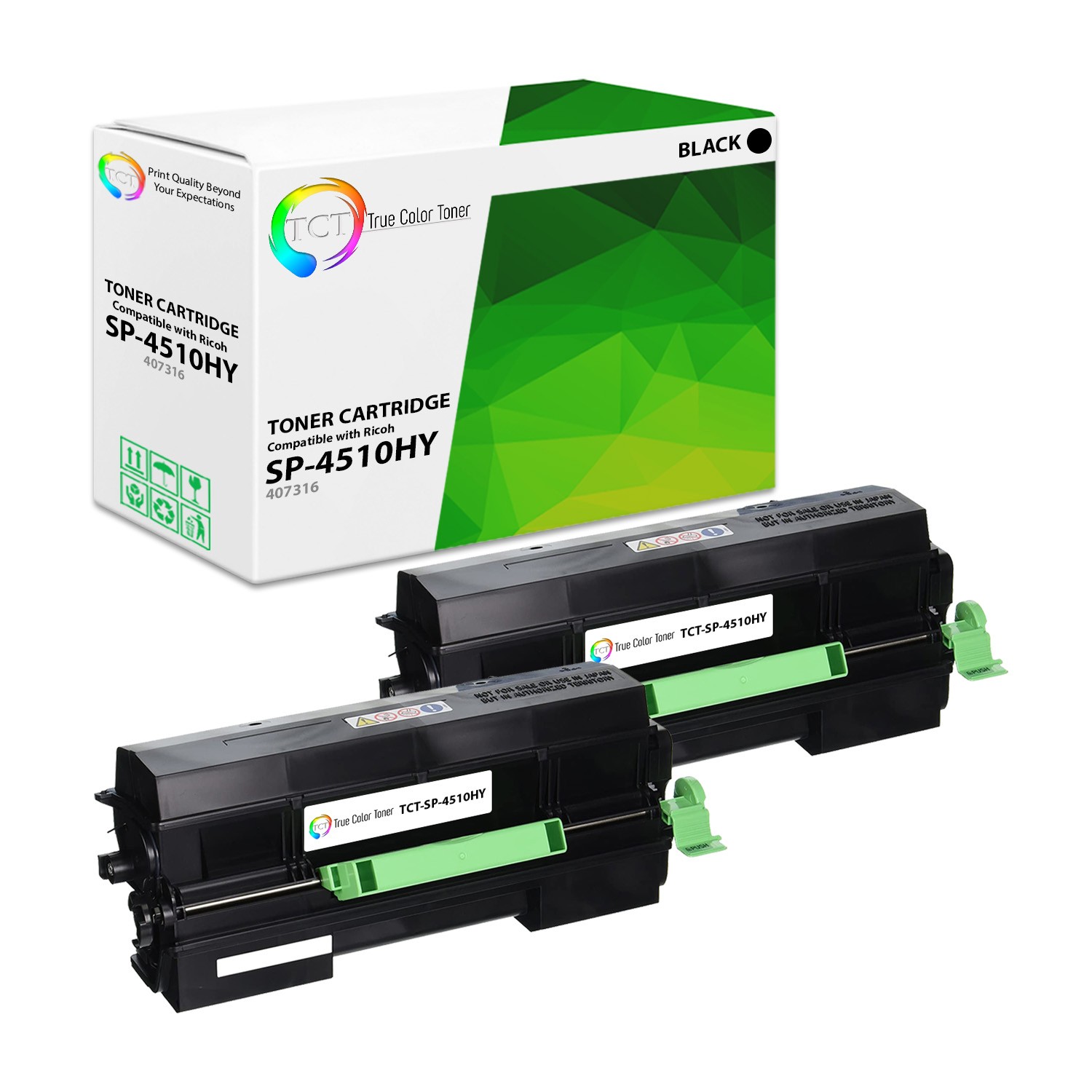 2Pk TCT Premium SP4510 Black Extra Hi-Yield for Ricoh SP4510DN Compatible Toner