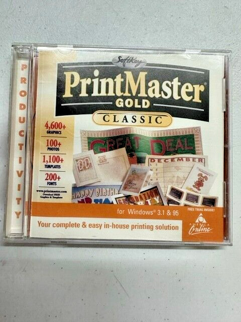 Softkey PrintMaster Gold Classic for Windows 3.1 & 95 PC CD