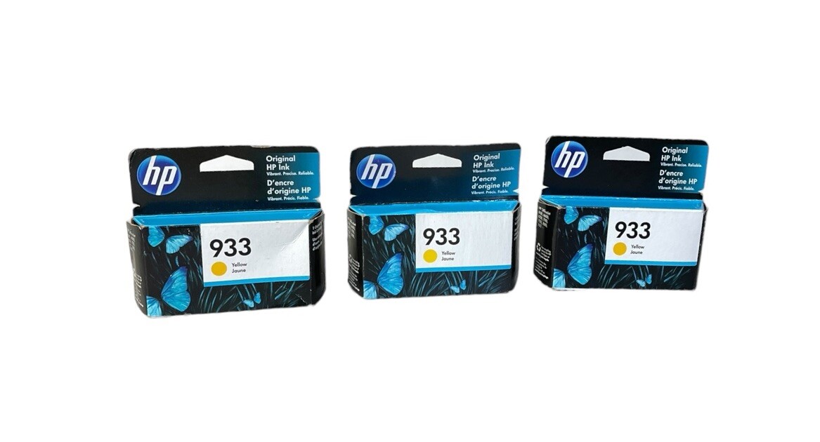 Lot of 3 Genuine HP 933 Yellow Ink Cartridge CN060AN EXP 2023 NEW Sealed