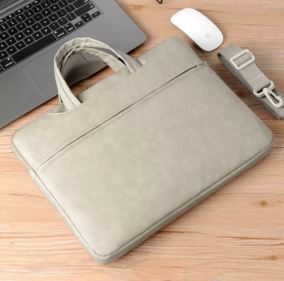 Laptop Bag with Detachable Shoulder Strap, Shockproof with Zippered, 2 colors