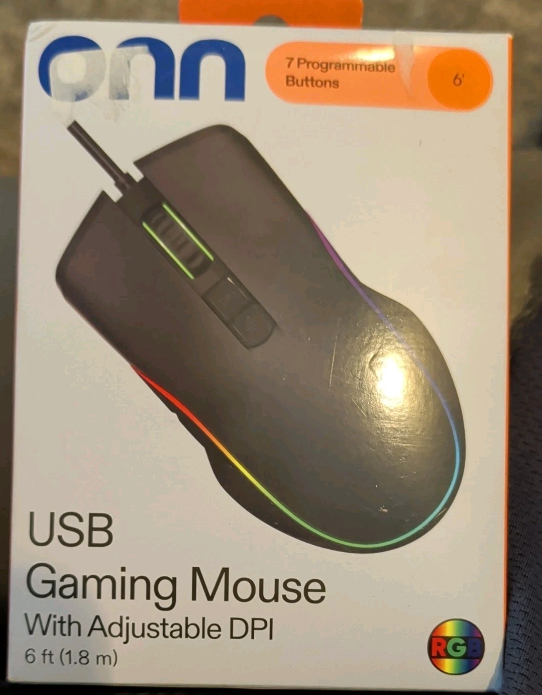Onn. Gaming Mouse Wired - USB 6 ft Cable - With LED Lighting Effects