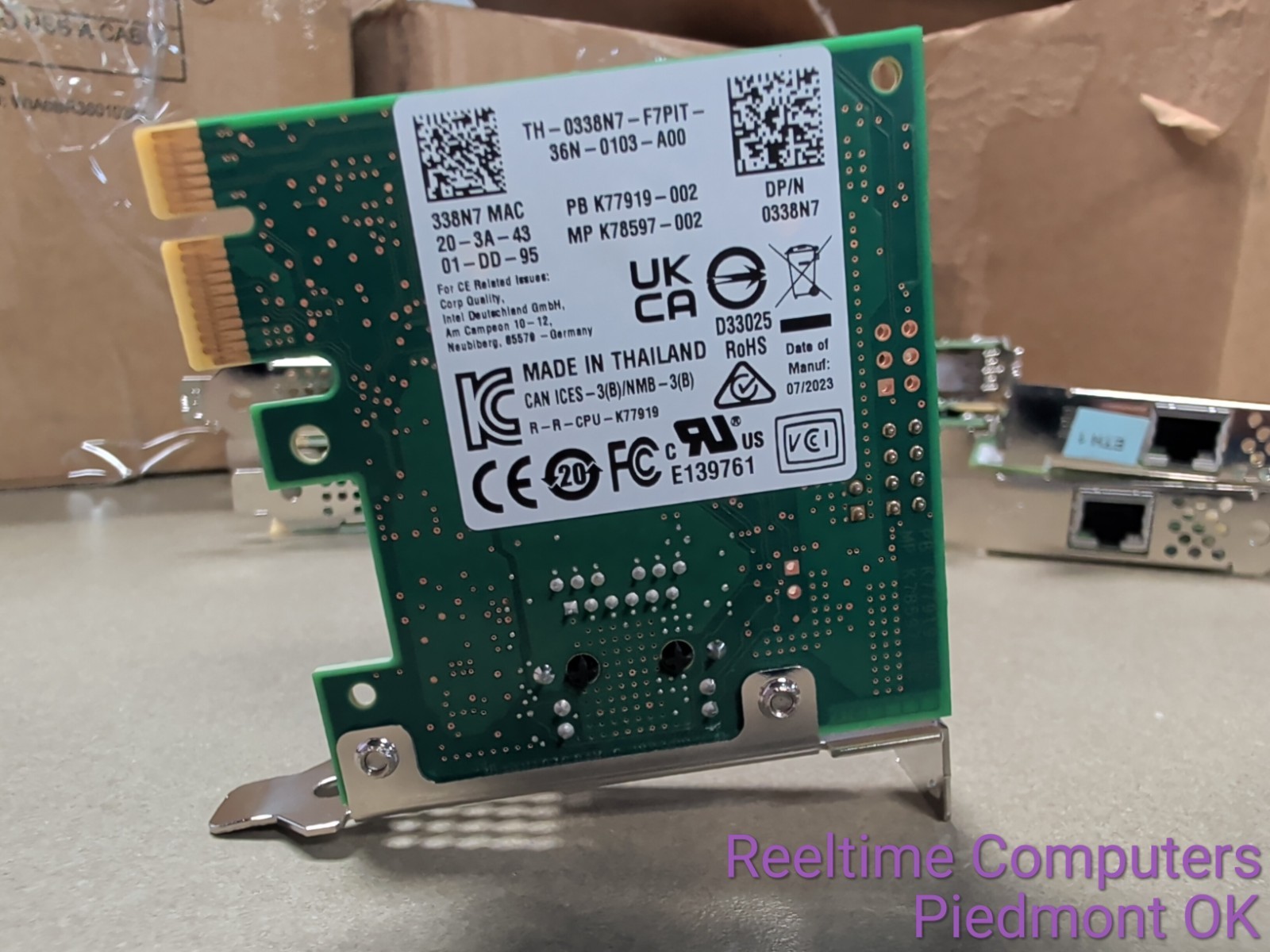 Dell Intel I225-T1 0338N7 K77919 2.5GbE PCIe x1 NIC Low Profile