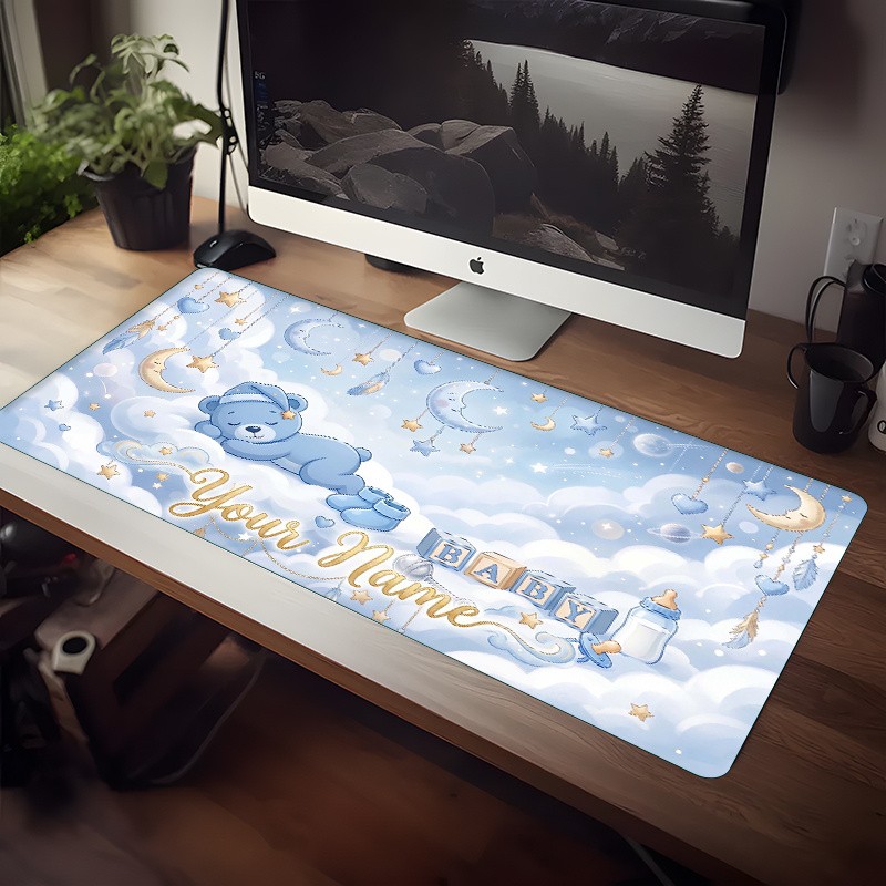 Baby Blue Dreams Mouse Pad Customizable Name Mouse Pads Available in Multiple