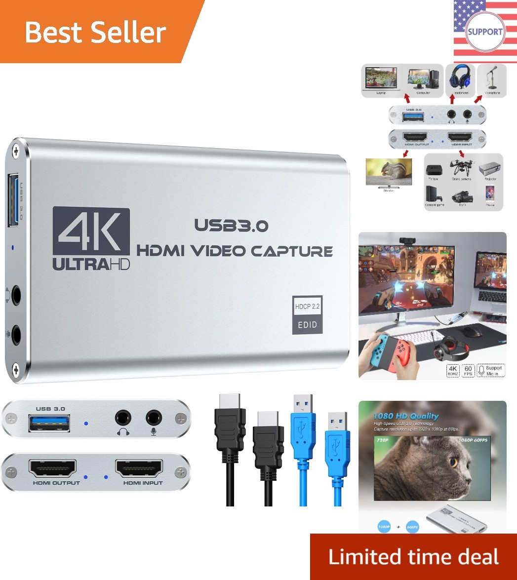 Portable 4K HDMI Video Capture Device for Seamless Streaming & Recording