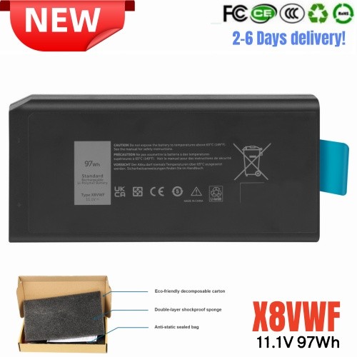 ✅LOT X8VWF 97wh Battery For Dell Latitude 14 Rugged 5404 5414 E5404 7404 7414
