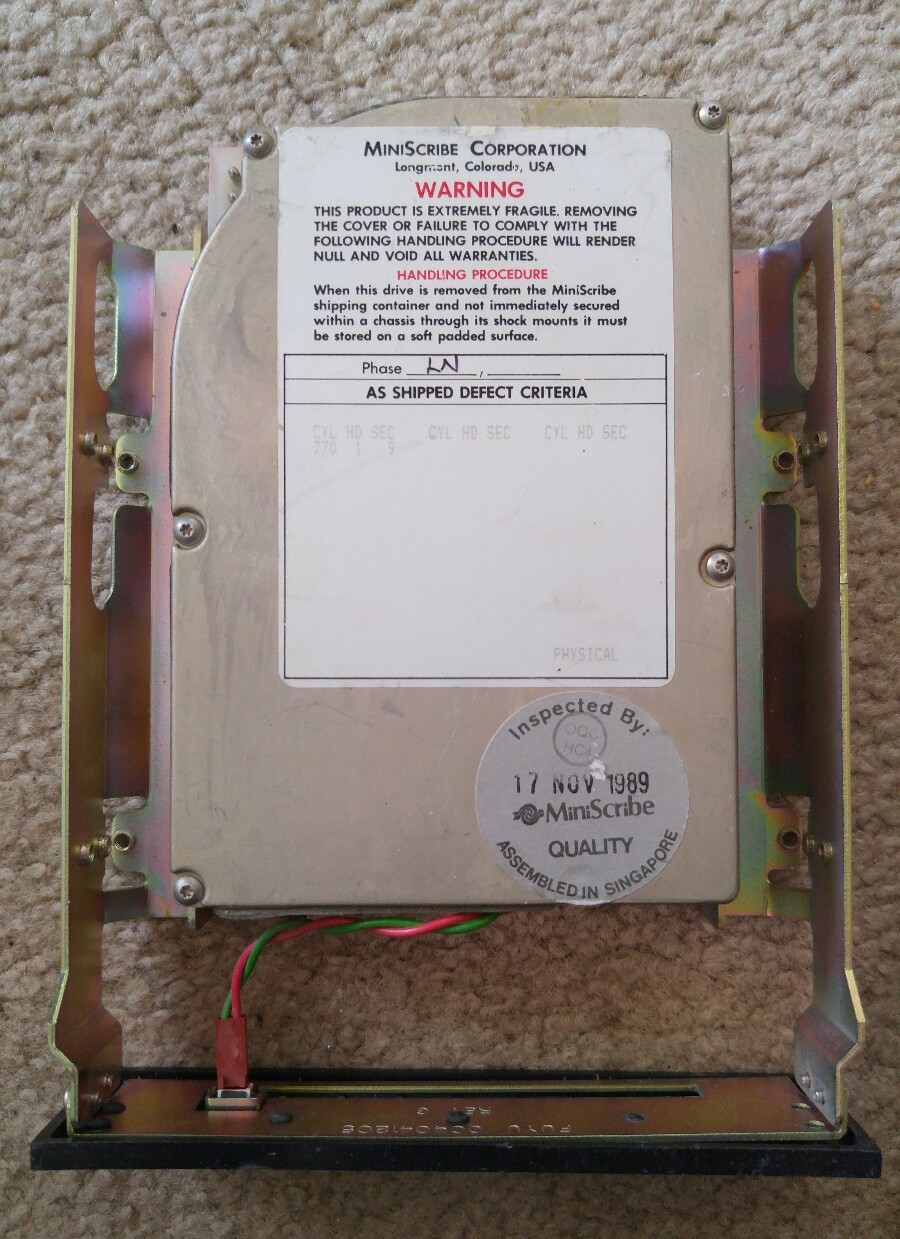 Miniscribe 8225 XT 09AA - 20mb 3.5IN HH IDE Drive - Working - Rare Early - as is
