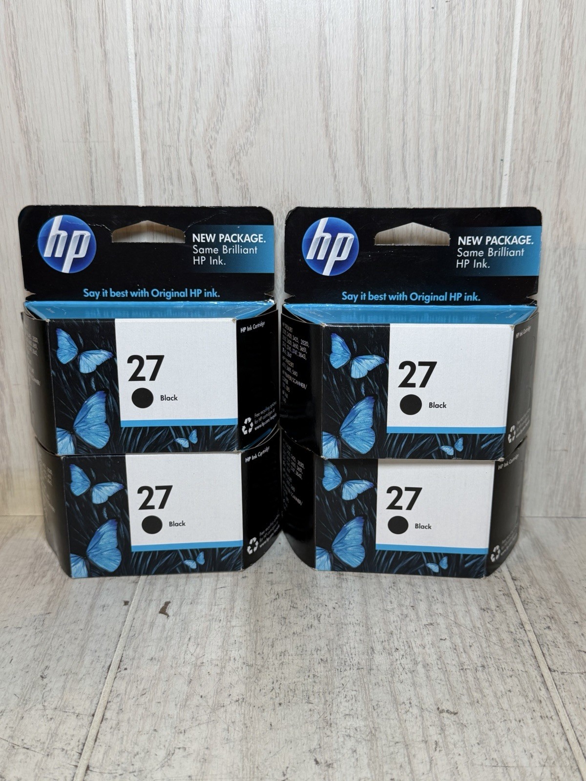 4 Pack HP 27 C8727AN Black Ink Cartridge Genuine New 2011 Exp