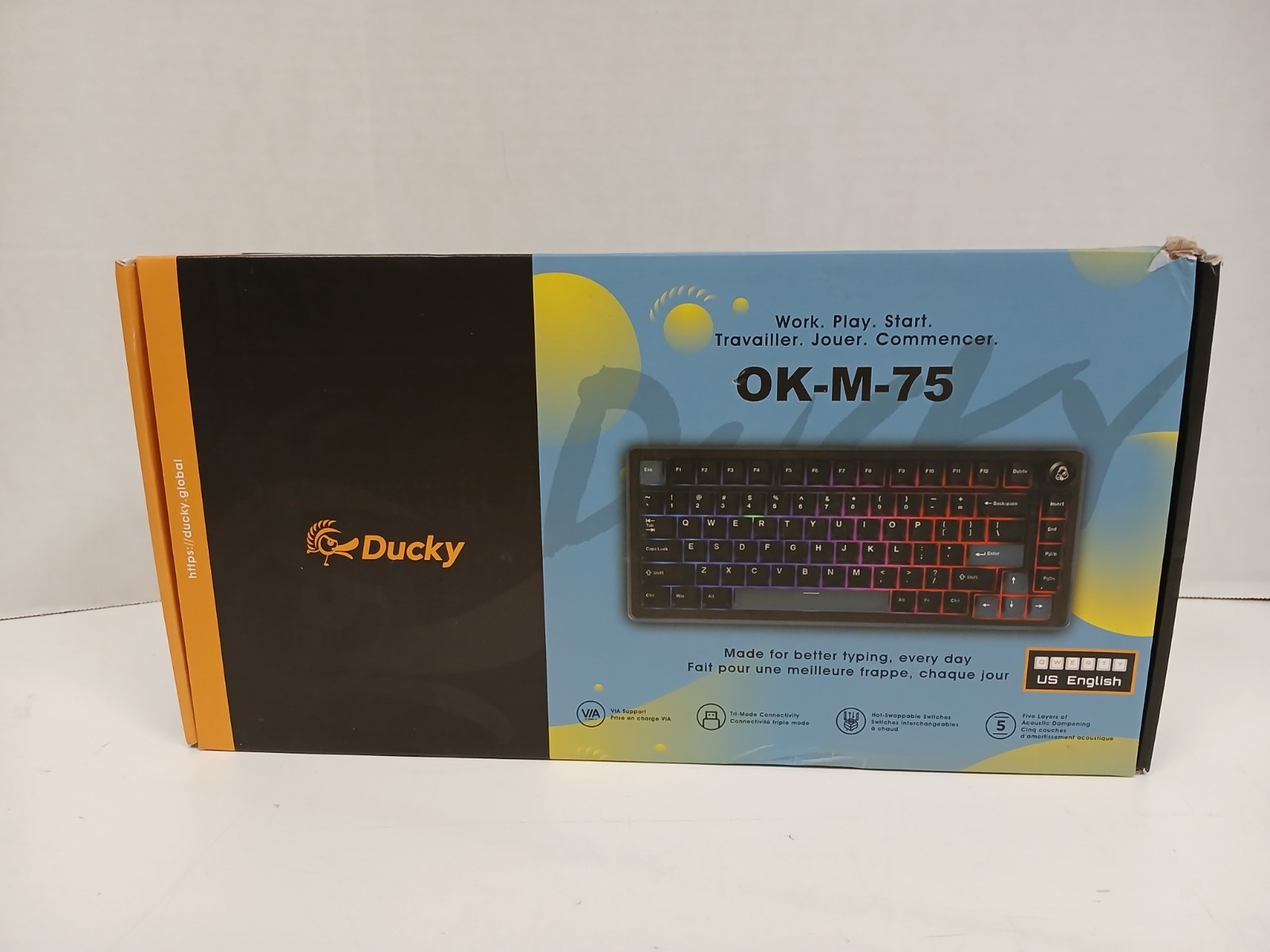 Ducky OK-M-75 Hotswap Wireless RGB Keyboard, Black  (#1)  **READ**