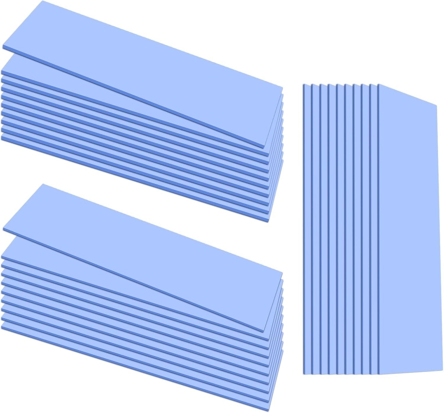 30PCS Silicone Thermal Pads GPU, Reusable CPU Blue 0.5mm/ 1mm/ 1.5mm