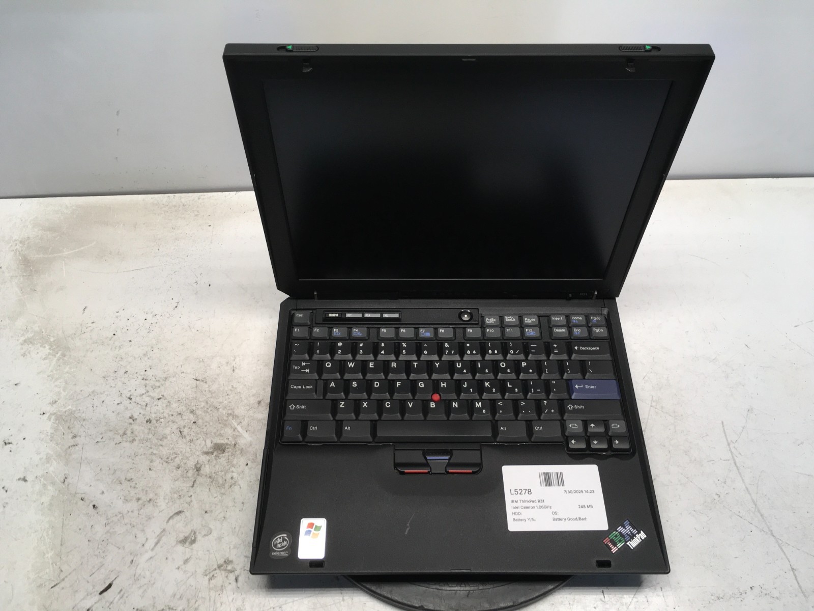 IBM ThinkPad R31 Intel Celeron 1.06GHz 248 MB NO HDD