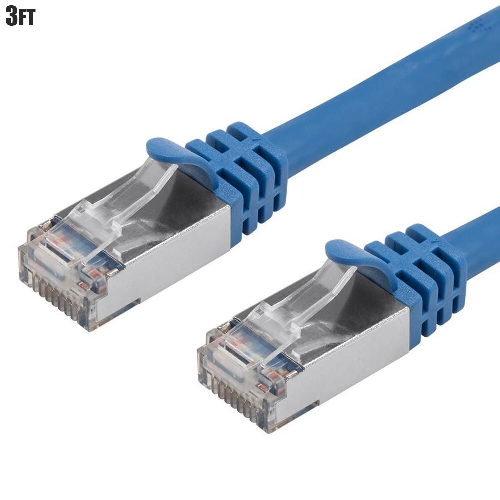 3FT CAT7 RJ45 Network LAN Ethernet S/FTP Cable Shielded 10Gbps 600MHz 26AWG Blue