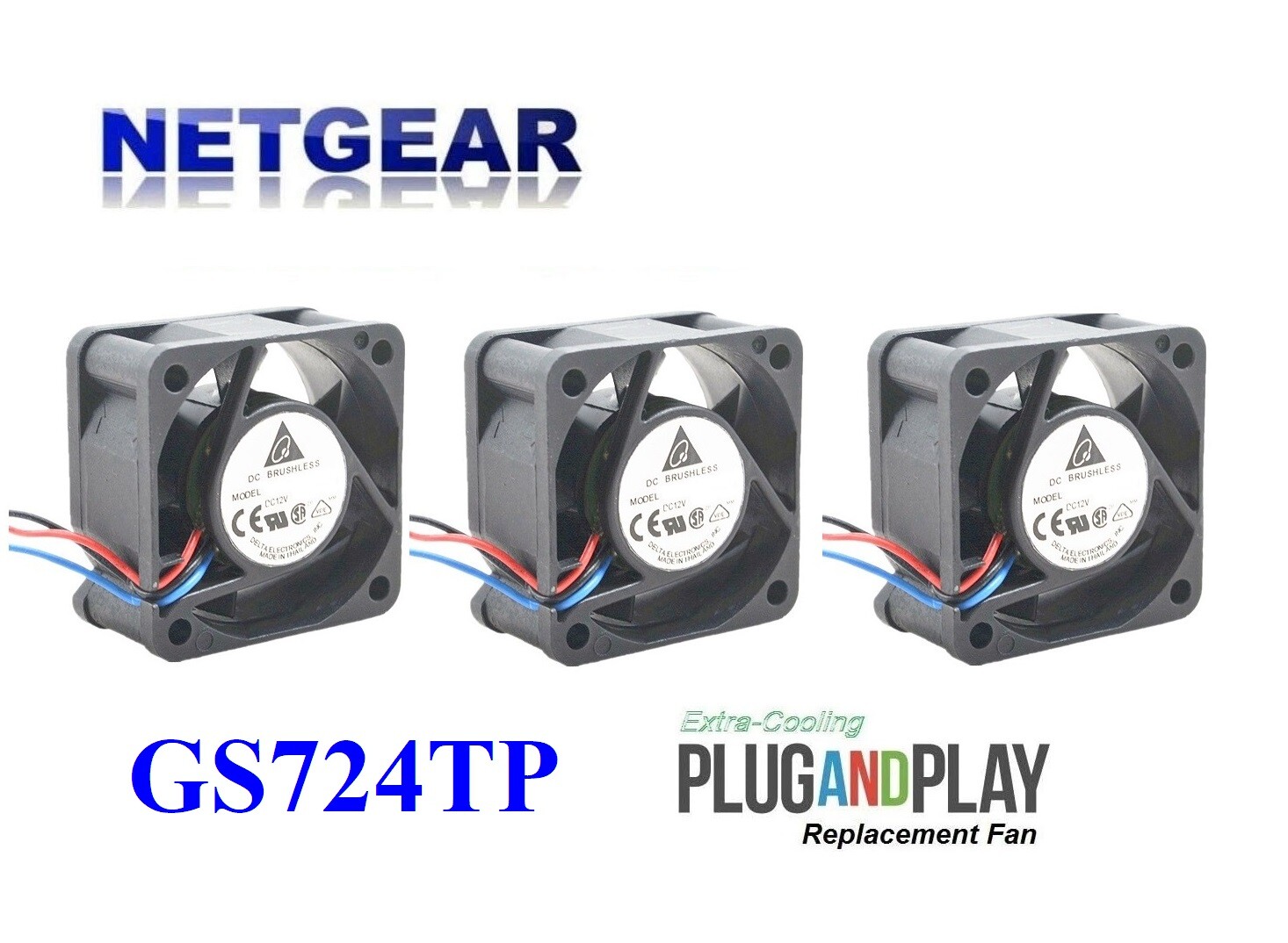 3x New Replacement Fans for Netgear GS724TP by Sunon/Delta