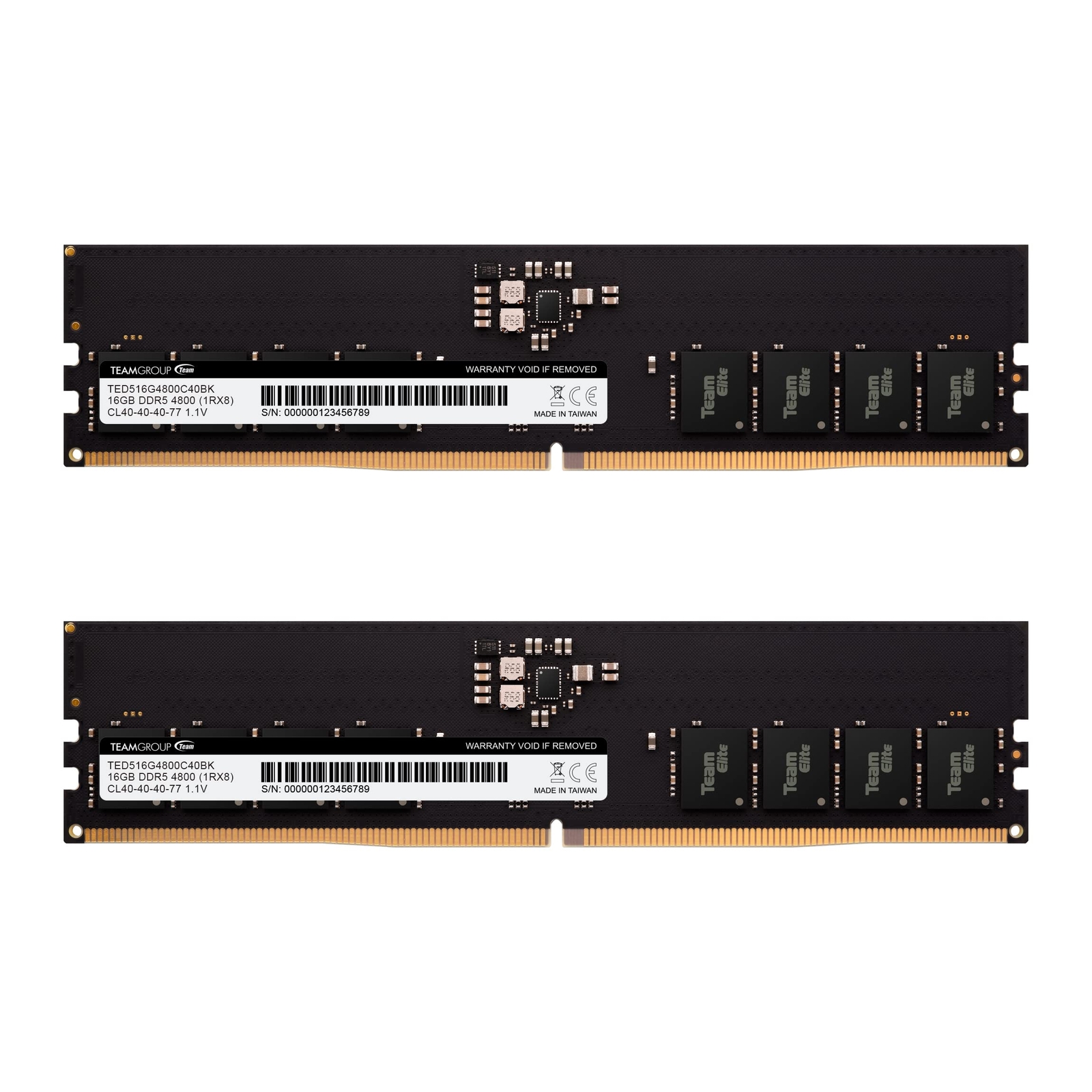 TEAMGROUP Elite DDR5 32GB Kit (2x16GB) 4800MHz (PC5-38400) CL40 Non-ECC 