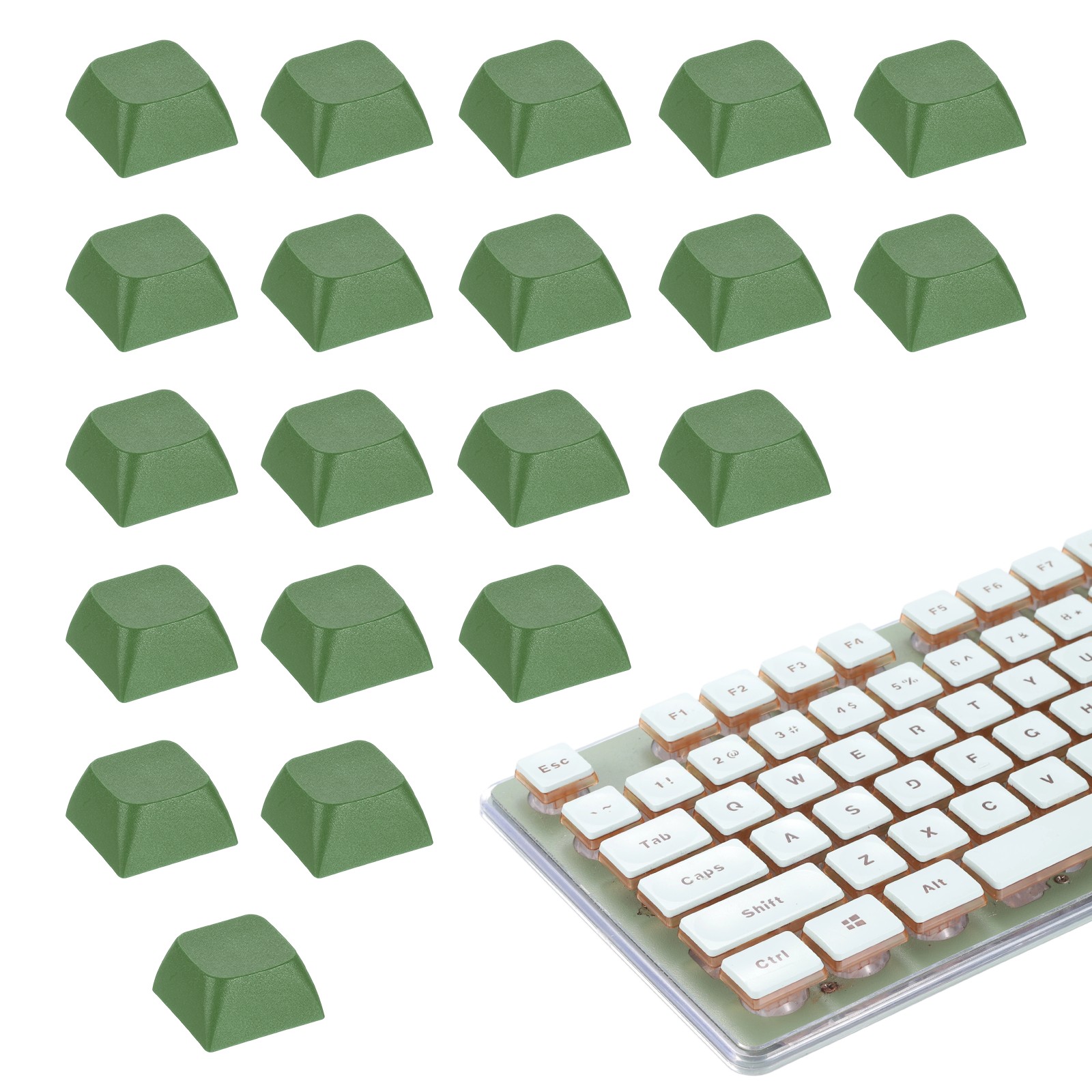 20Pcs XDA Profile Keycap Set PBT Mechanical Numeric Keypads, Dark-Green