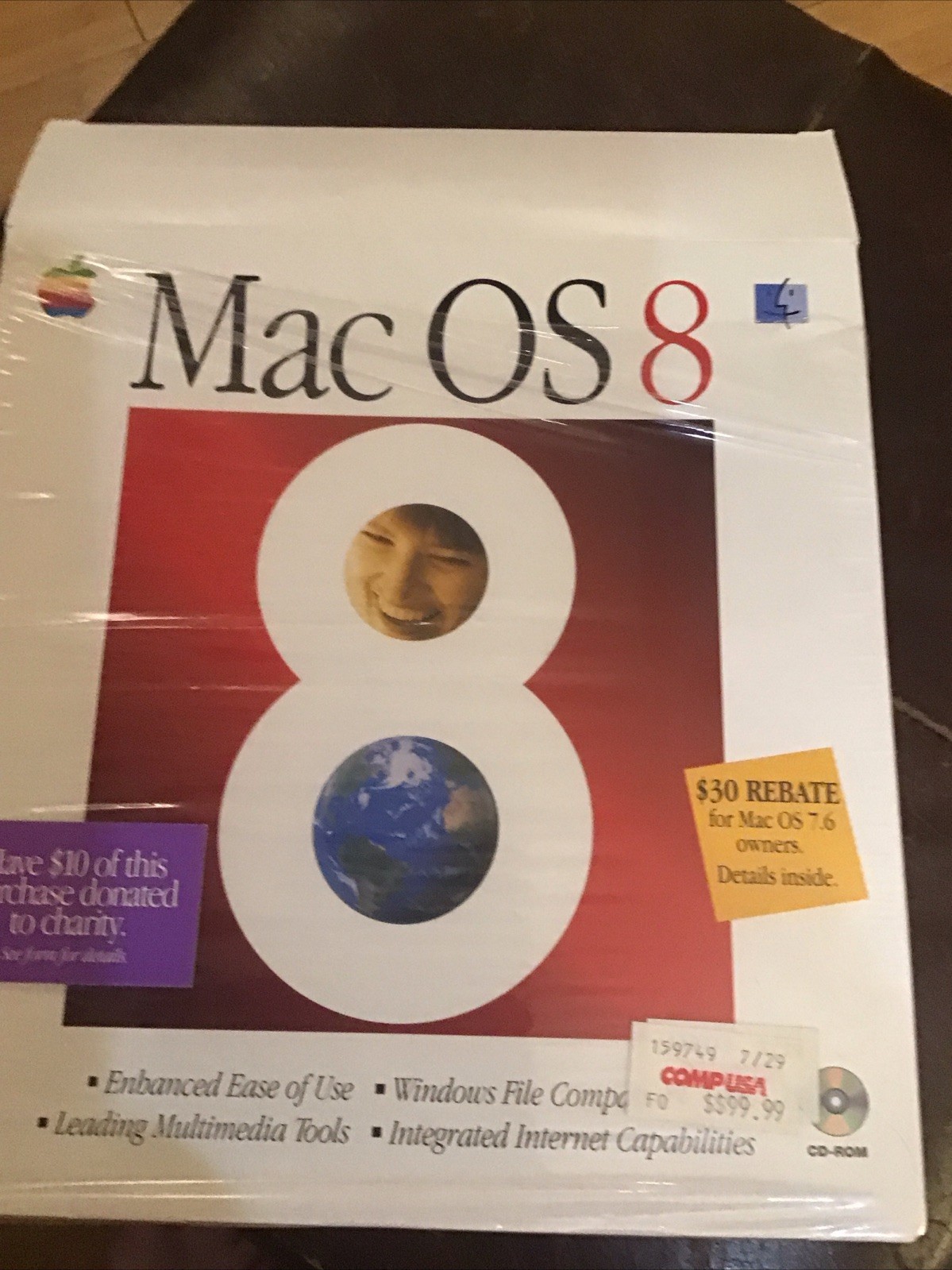Apple Mac OS 8 Open Box CD-ROM Retail Box 1997 Vintage Operating System NOS New