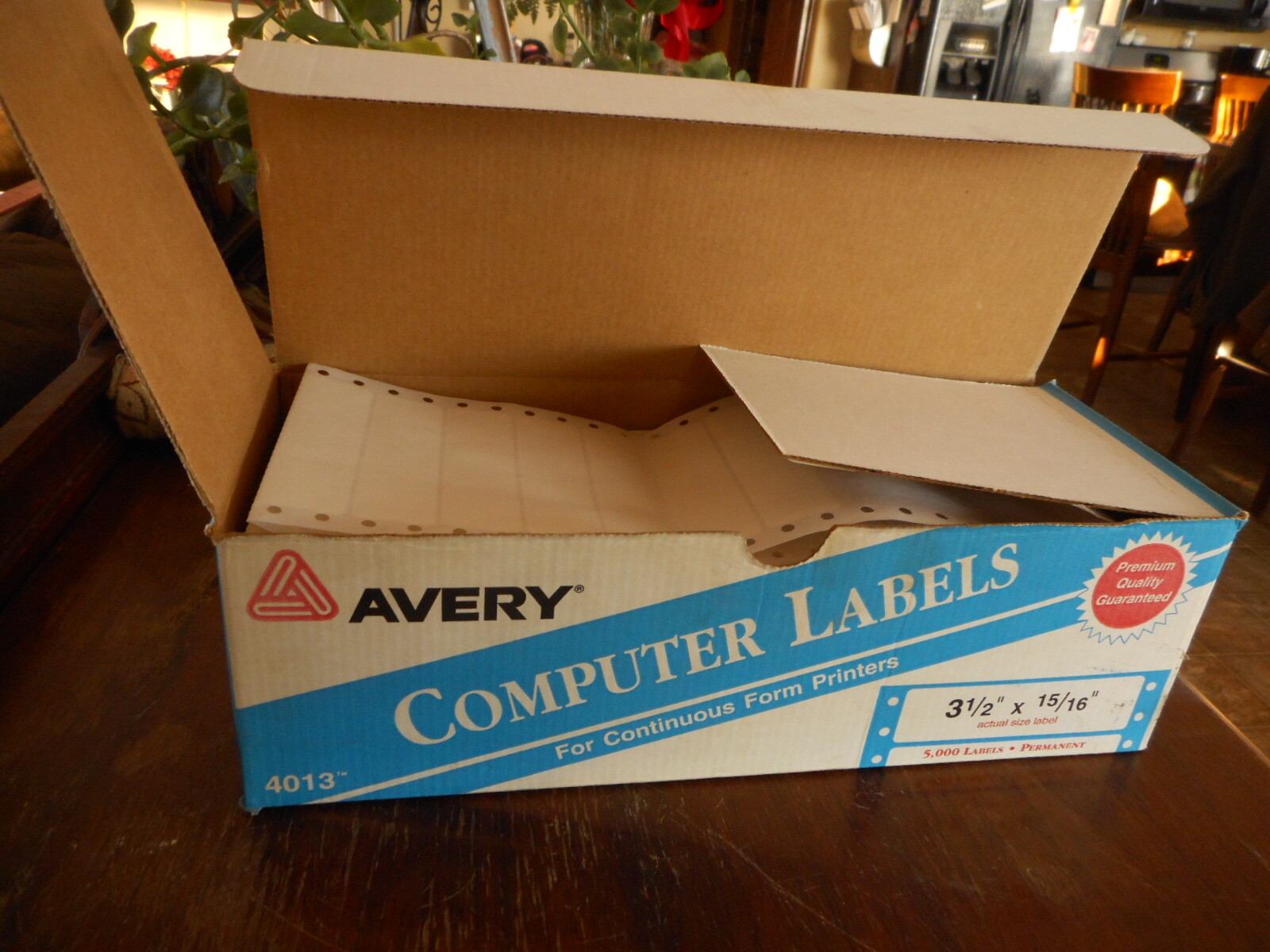 Vintage Avery Computer Labels 3.5" x 5/16 4013 Continuous Feed Dot Matrix 