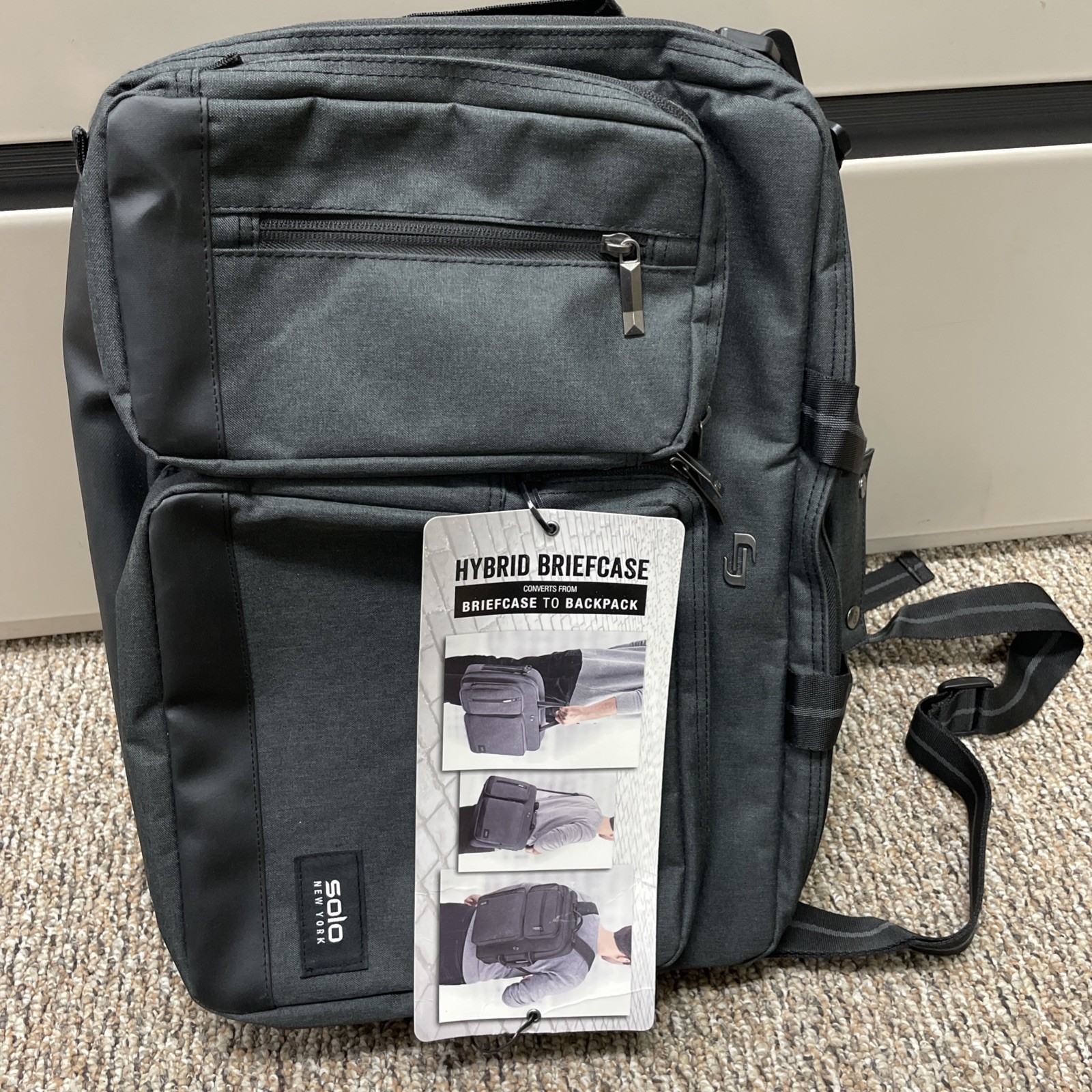 Solo New York Hybrid Briefcase Backpack Messenger 15.6” Laptop Travel Bag NWT