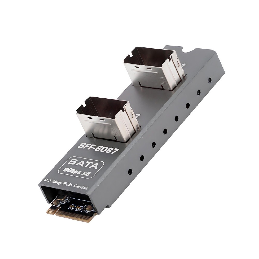 CY PCI Express NGFF NVME M-Key to Dual SFF-8087 SATA 3.0 6Gbps Adapter Card 2280