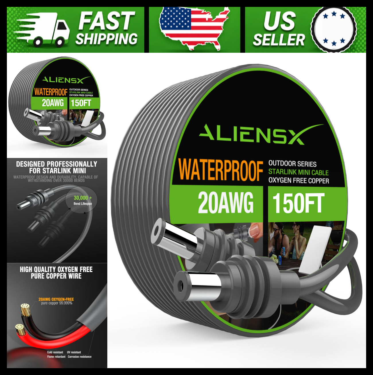 150ft DC Power Cable for Starlink Mini