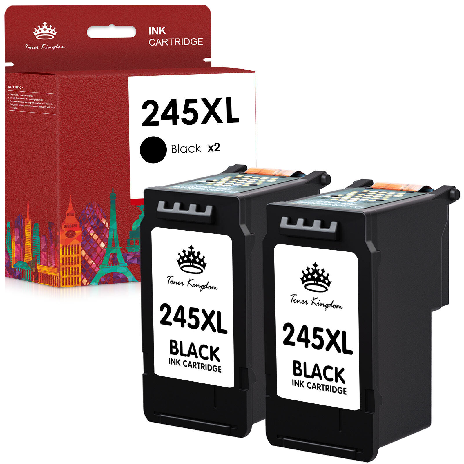 2Pc PG-245XL BK Ink Cartridge compatible with Canon MG2420 MG2520 MG2522 2525