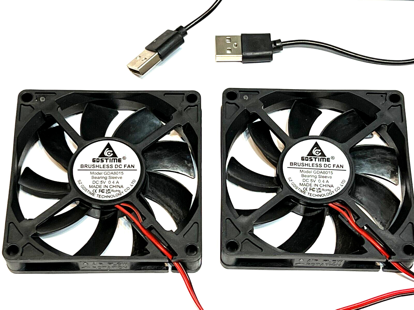 2 Pieces USB Connector Fan 5V 8015 Axial Cooler 8cm DC Cooling 80mm 15mm G38