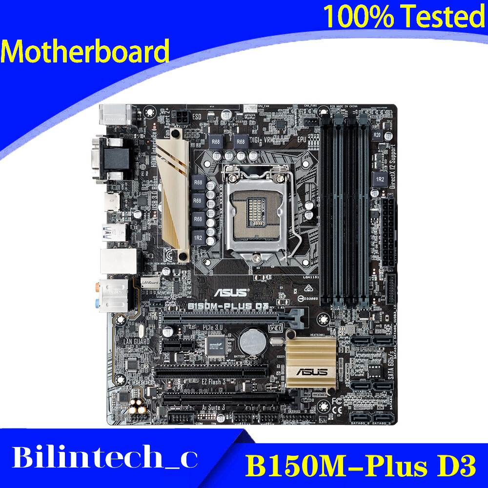 FOR ASUS B150M-Plus D3 Motherboard Supports  64GB DDR3 VGA+DVI+