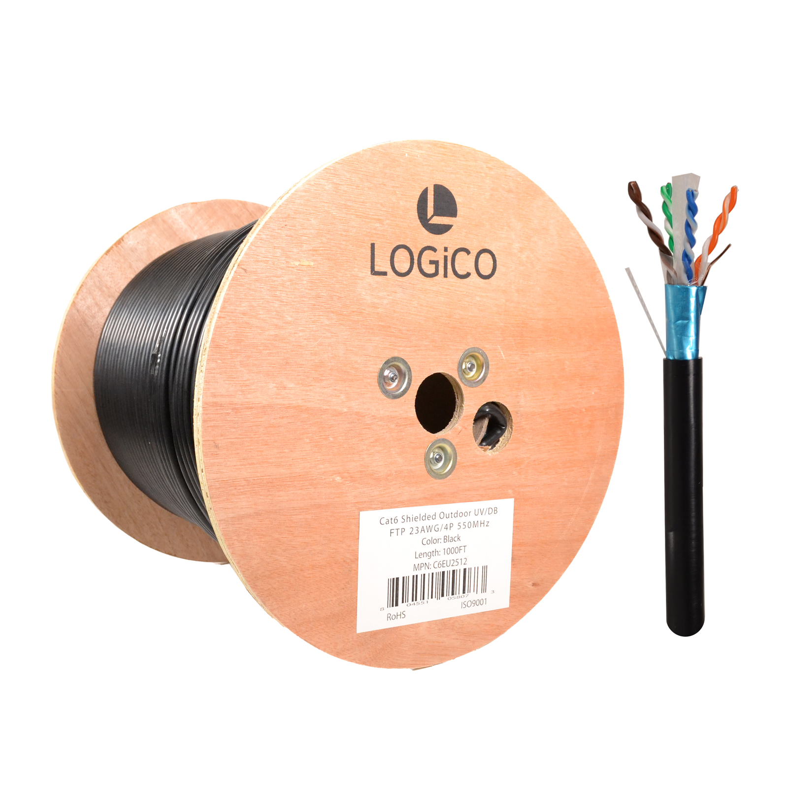 Cat6 STP/FTP Outdoor Shielded Ethernet Network UV Direct Burial 1000ft Cable