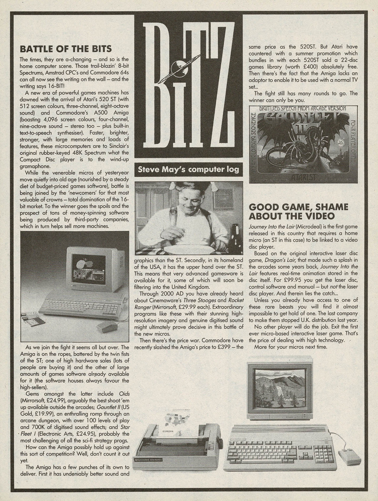 Vintage Atari 520ST & Commodore Amiga 500 Computer Photo Print Article 1980s