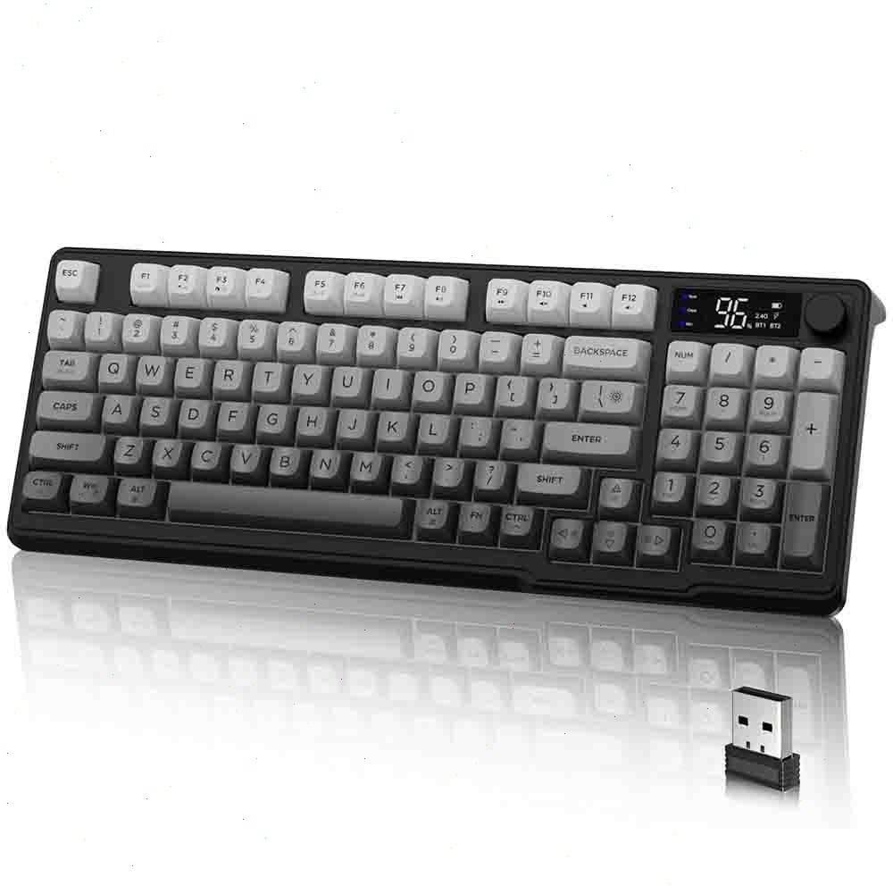 M96 Wireless Membrane Gaming Keyboard Gradient Keys with Knob Rainbow Backlit
