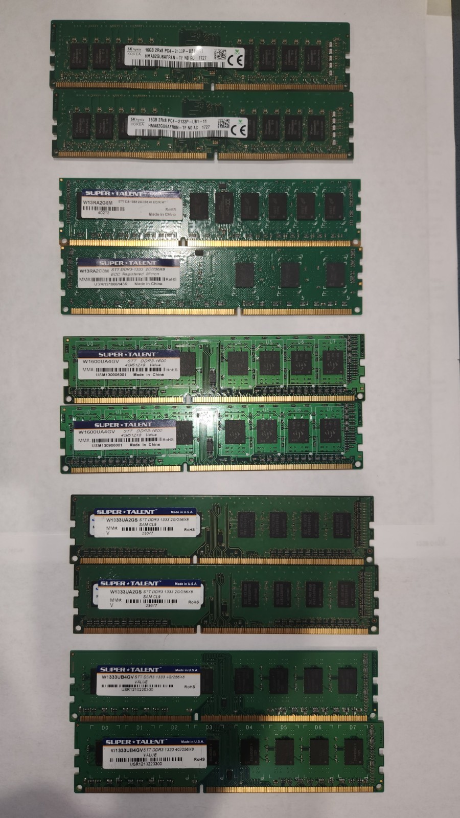 DDR3 & DDR4 memory LOT various modules as shown