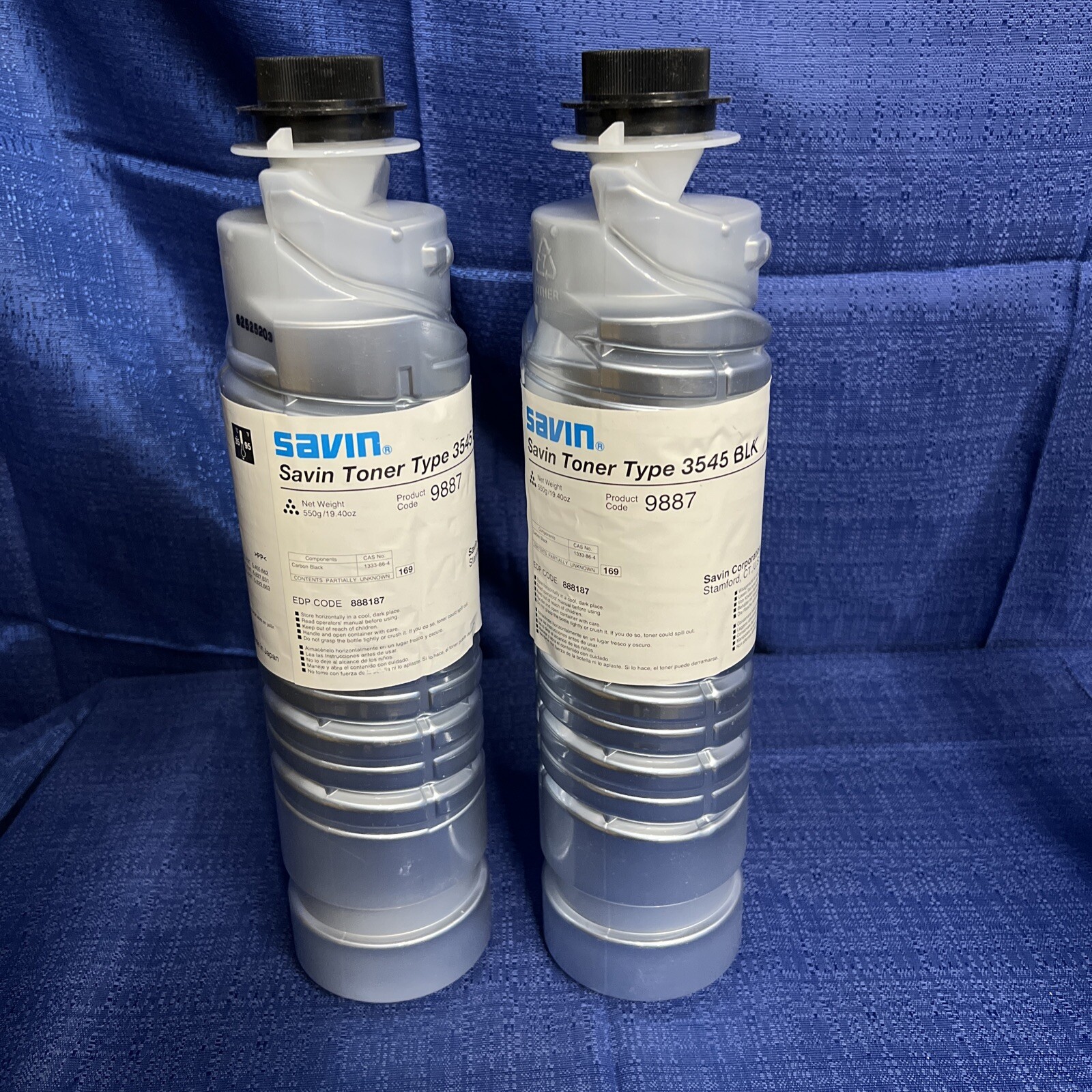 2 X SAVIN TONER TYPE 3545 BLK  Code 9887 19.40oz.