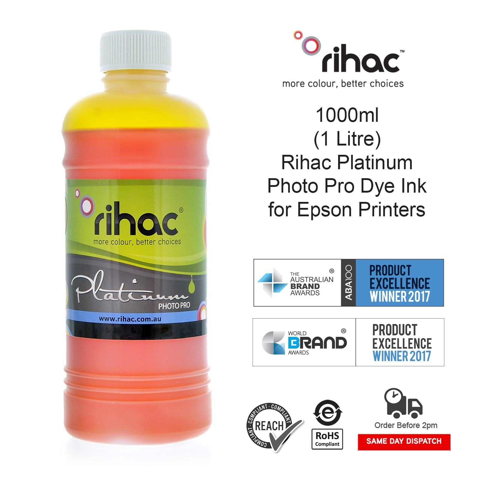 1 litre Yellow RIHAC Refill Ink for canon CLI-526 cartridge MG8150 IP4600 CISS