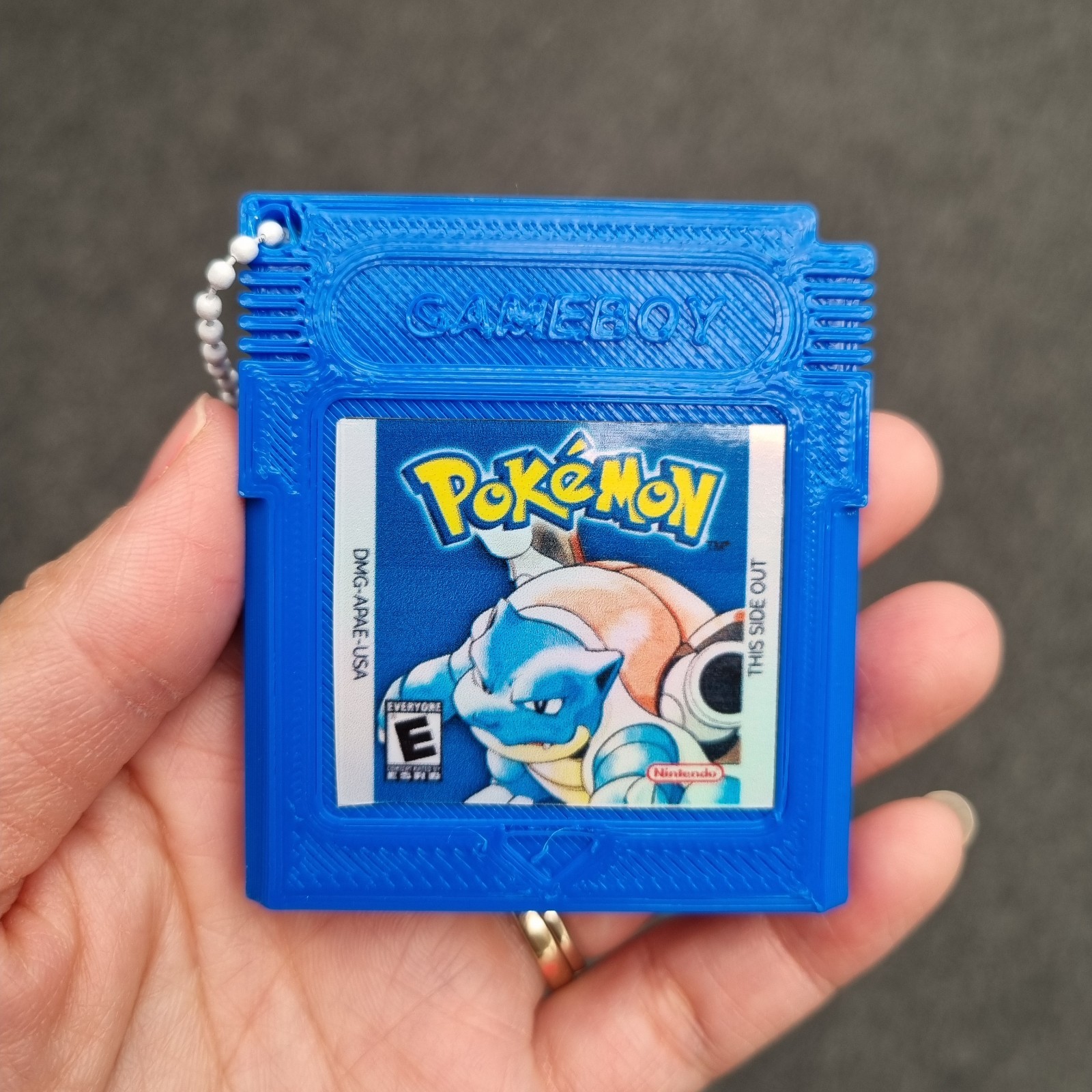 Pokémon Blue GameBoy Cartridge Keychain Souvenir Mockup New