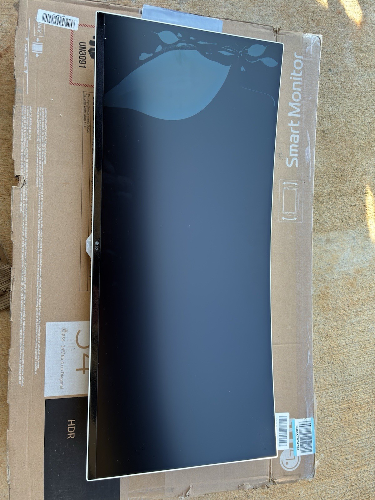 LG 34SR60QC-W 34" Curved Smart Monitor UltraWide - CRACKED SCREEN / FOR PARTS