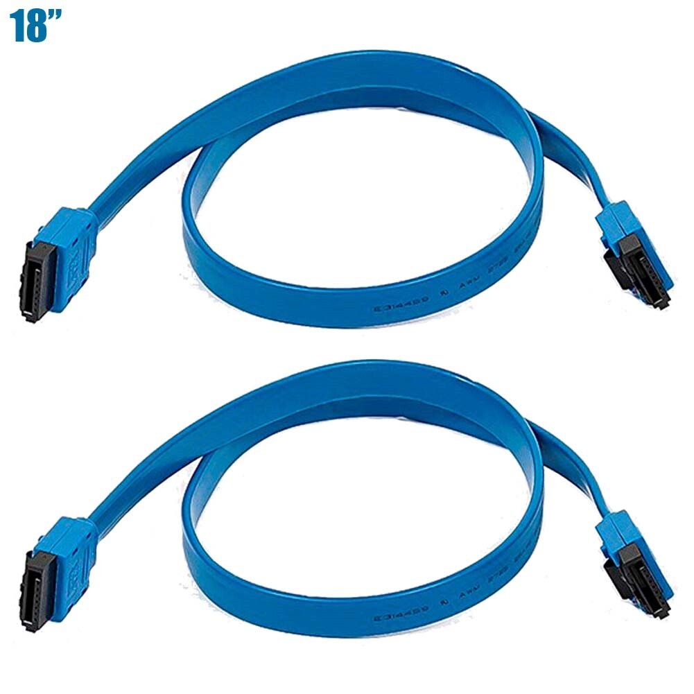 2 Pcs 18" SATA 3.0 III SATA3 SATAiii 6Gbps HDD Hard Drive Data Cable Cord Blue