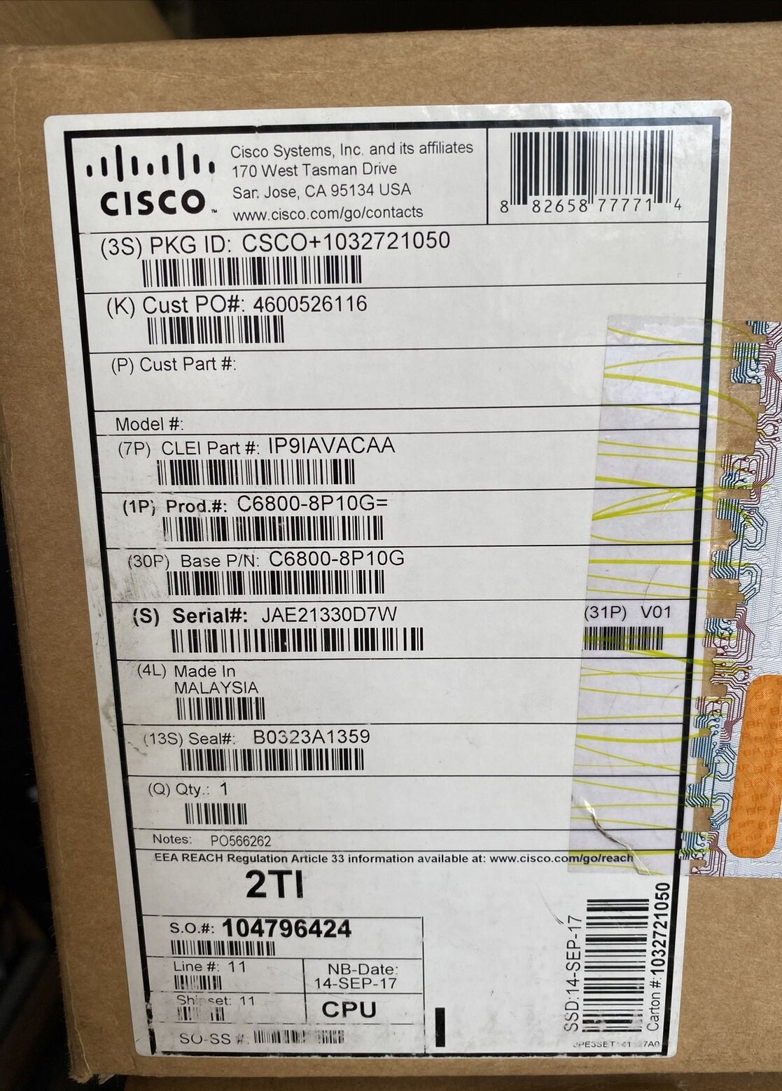 Cisco C6800-8P10G Catalyst 6800 8 port 10GE - NEW Open Box