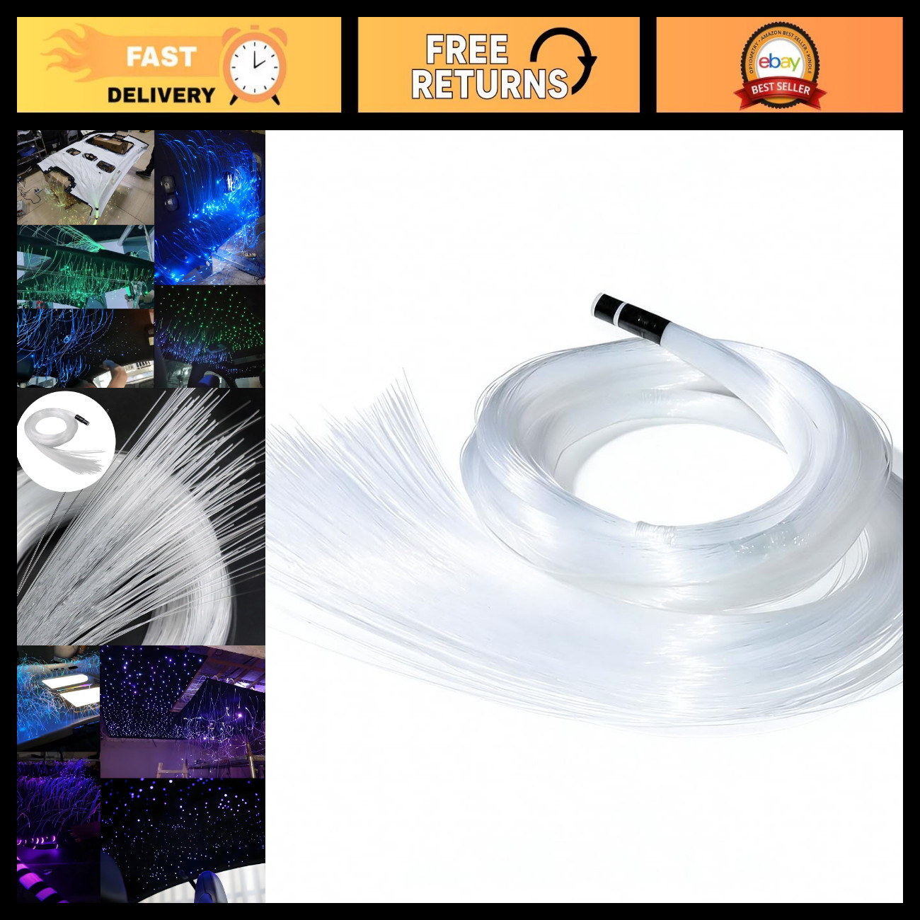 450pcs Fiber Optic Light Cable 9.8ft/3m, PMMA Optical Plastic for LED Star Ceili